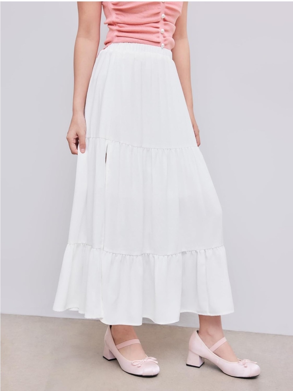CIDER Midi Skirt Split Hem Elastic High Waistd Boho Flowy Long Maxi XS